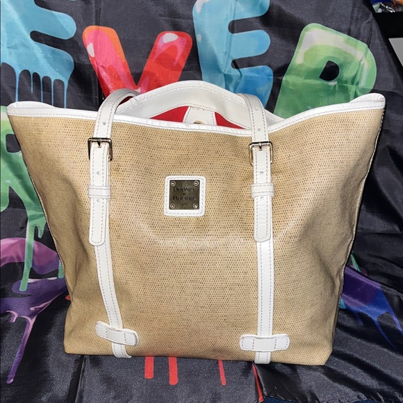 Dooney & Bourke Beige and White Tote Bag - Picture 1 of 8